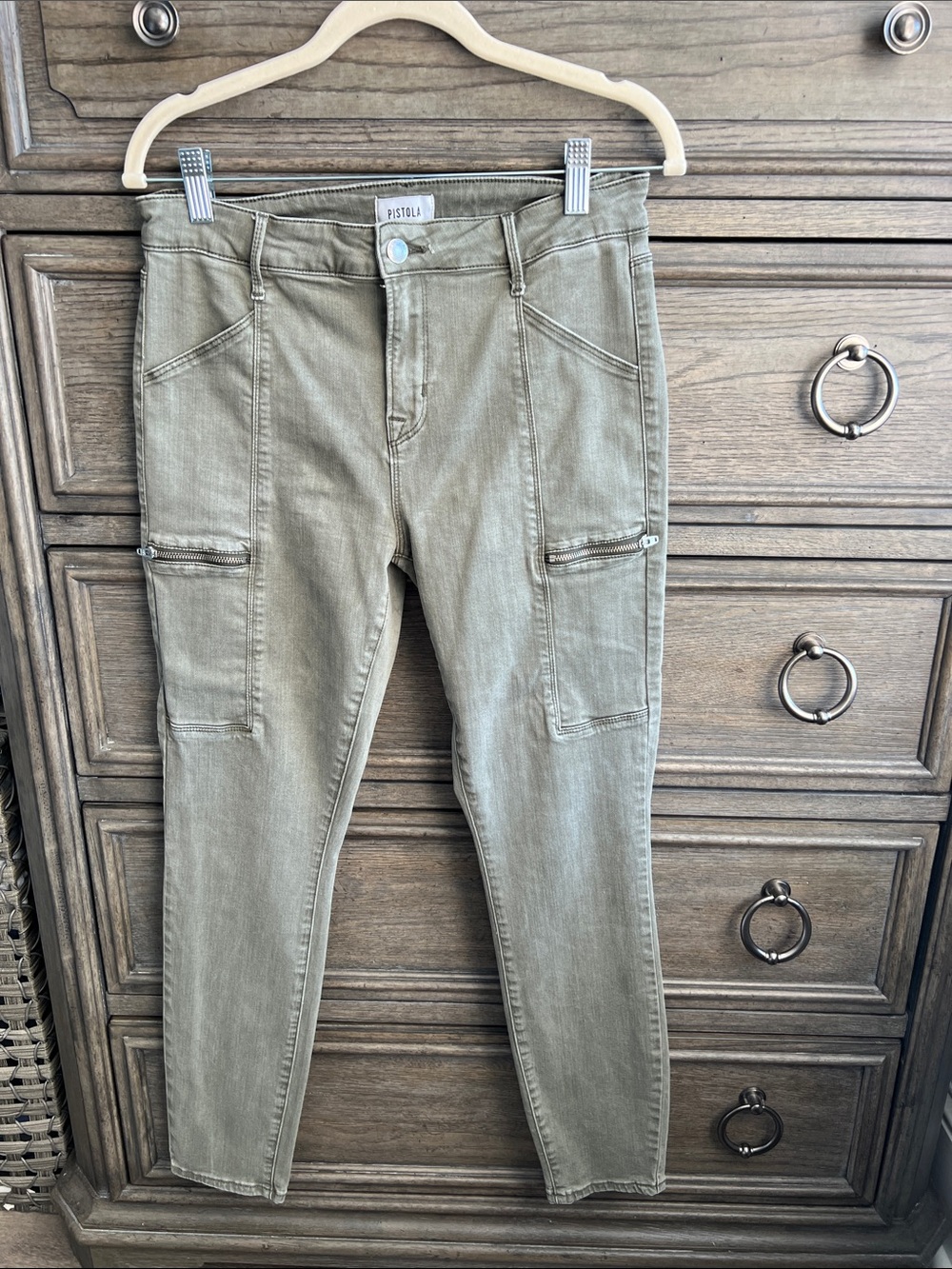 Pistola Revolve Womens Olive Zipper Pocket Hunter Cargo Jeans In Eden Size 29